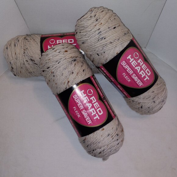 Red Heart Yarn Cream with Flecks 5oz 260 yds Worsted Med. color: 4313 Aran Fleck - Picture 2 of 12